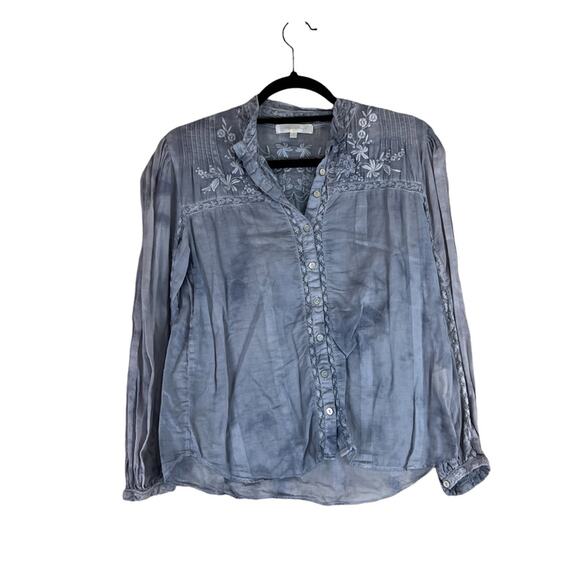 LoveShackFancy Ronda Tie-Dye Button Down Embroidery Top Size Small - Picture 3 of 6